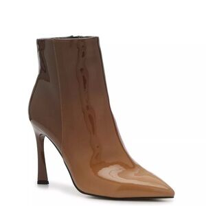 Chic Brown Patent Leather Ankle Boots
